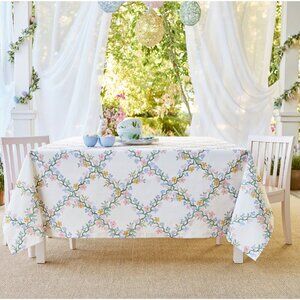 Pottery Barn Rifle Paper Co. Easter Wipeable Tablecloth Floral Lattice
